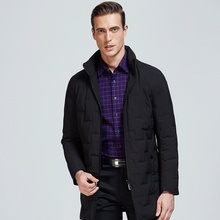 嘉意爸爸男士商务休闲冬季防寒保暖白鸭绒中长款羽绒服男款H98006