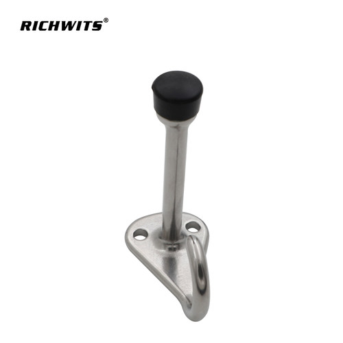 新型实心304不锈钢门挡 缓冲橡胶圆柱门碰金字塔出口带钩款阻门器