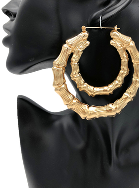earrings women africa jewelry 欧美夸张嘻哈大耳环竹节耳饰