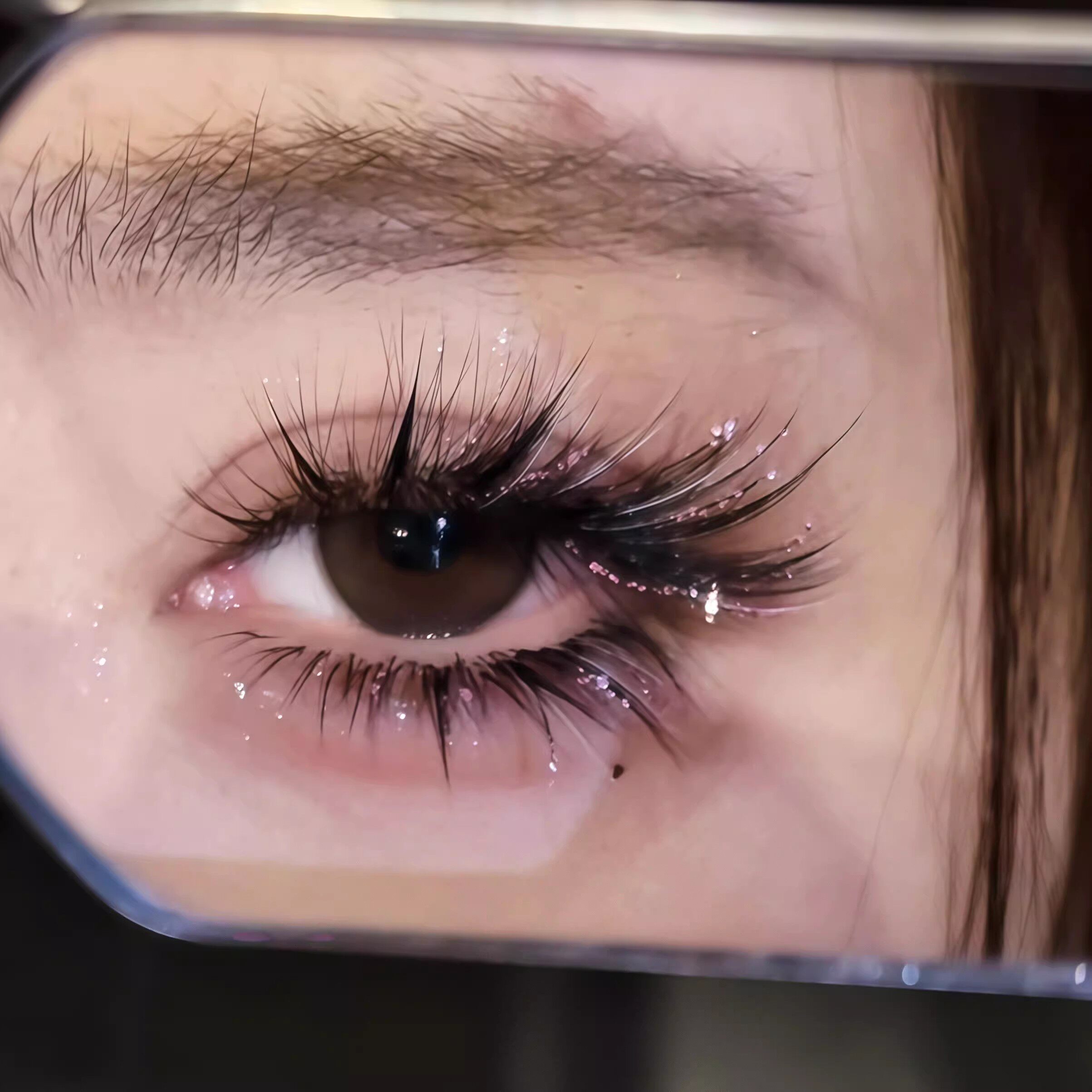 粉色碎钻假睫毛！爆闪白玉兰青丘狐系眼睫毛女自然仿真分段小恶魔