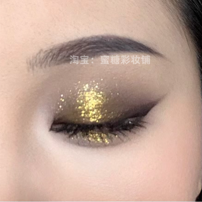 烟熏金棕 我的人生眼妆 爆闪金色液体眼影 亮片 黄金日落鎏金黄彩