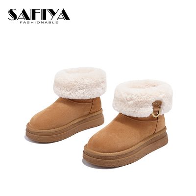 索菲娅Safiya2025冬季新款舒适百搭时尚休闲雪地靴短靴SFD4118A60