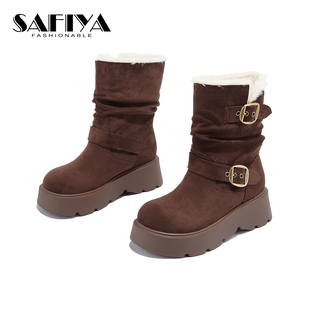 索菲娅Safiya2025秋冬新款 休闲舒适百搭潮流靴女SFD4118A54 时尚