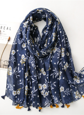 巴厘纱合集春夏波西米亚碎花清新蓝色绵软质感薄款围巾披肩长丝巾