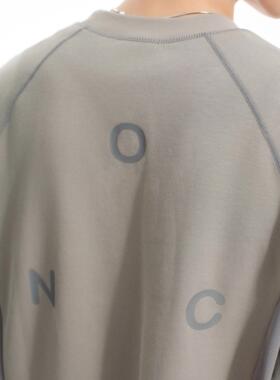 Nothwes 24aw异色明线大字母拼接混纺插肩长袖圆领套头休闲卫衣潮