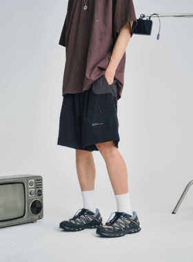 Nothwes 24ss防泼水拼接速干隐藏拉链口袋登山短裤刺绣撞色沙滩裤