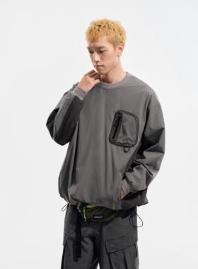 Nothwes 24aw户外防泼水登山长袖多功能拉链胸袋拼接抽绳圆领卫衣