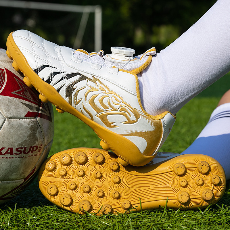 旋转扣无鞋带TF碎钉儿童男童足球鞋女小学生短钉MG长钉飞盘训练鞋