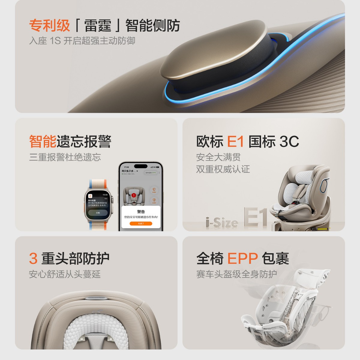 【品牌源头】两只兔子求知2PRO儿童汽车安全座椅0-7岁360旋转