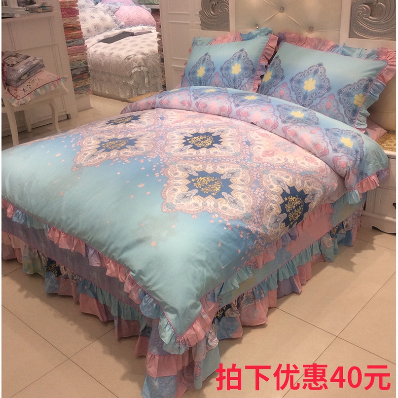 網紅款床上四件套純棉清新1.8m床韓式公主花邊單人雙人床床品套件在類目 牀上用品, 牀品套件/四件套/多件套中 - 來自Buy2taobao.com提供專業的淘寶代購服務