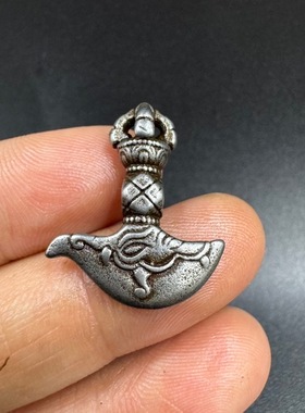 藏式天铁錾刻钺刀金刚斧金刚杵背云寒铁侧挂佛珠念珠配饰饰品配件