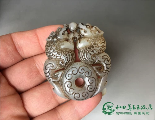 Антикварная подвеска из нефрита, ручка, украшение в руку