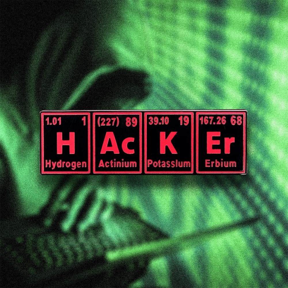 黑客hacker徽章化学元素符号趣味胸针电脑高手书背包饰品礼物pin