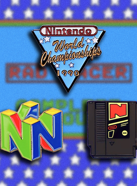 任天堂1990年世界锦标赛徽章N64游戏机标志胸针复古电竞赛纪念pin