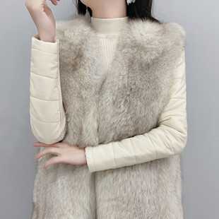 子皮袖 配皮草 内搭加绒加厚白色羽绒棉袖 女冬高领修身 毛衣 打底衫