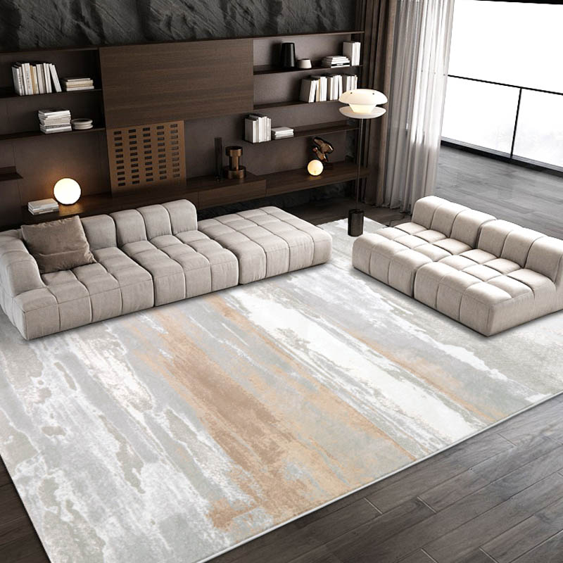 欧美简约客厅茶几地毯家用高级灰色轻奢现代床边毯地垫茶几沙发毯