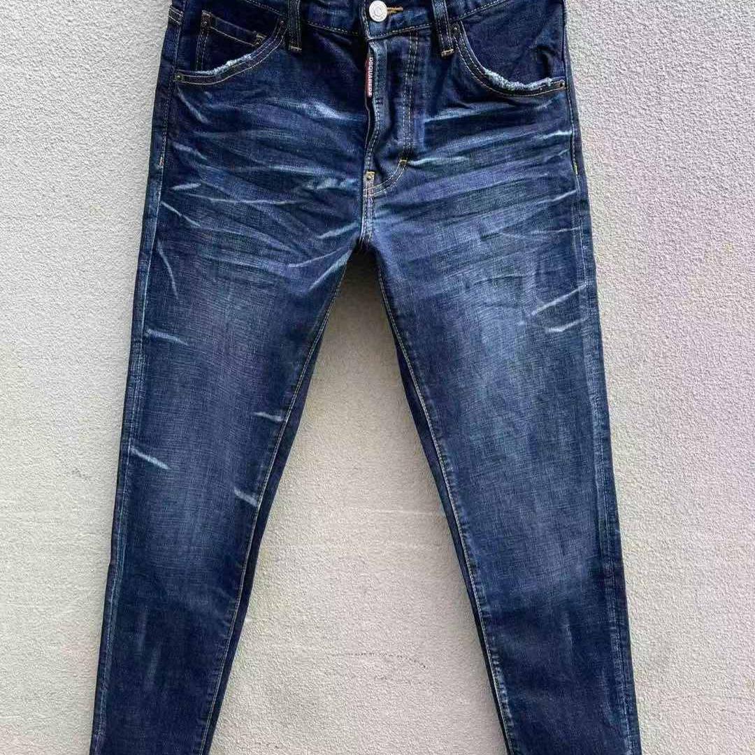 2024秋冬新款D2潮男水洗休闲深蓝色修身潮男百搭牛仔裤男