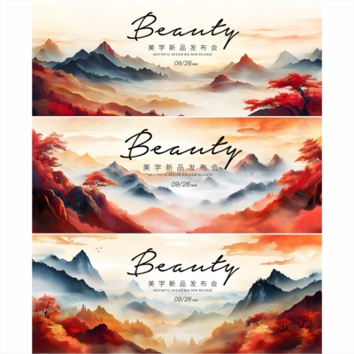 3套主背景 主视觉 活动背景 分享会 封面 中国风 水墨 背景 0260