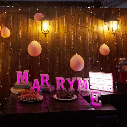 生日求婚道具浪漫惊喜场景布置创意用品字母灯霓虹灯房间表白神器