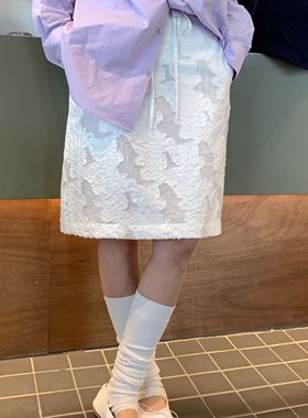 CLEAN SPACE-26早春蕾丝花样中裙气质休闲简约百搭半身裙59320