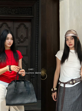 LIMO-超级跑量爆款7色全员自留版型超好显瘦圆领高弹短袖T恤5588