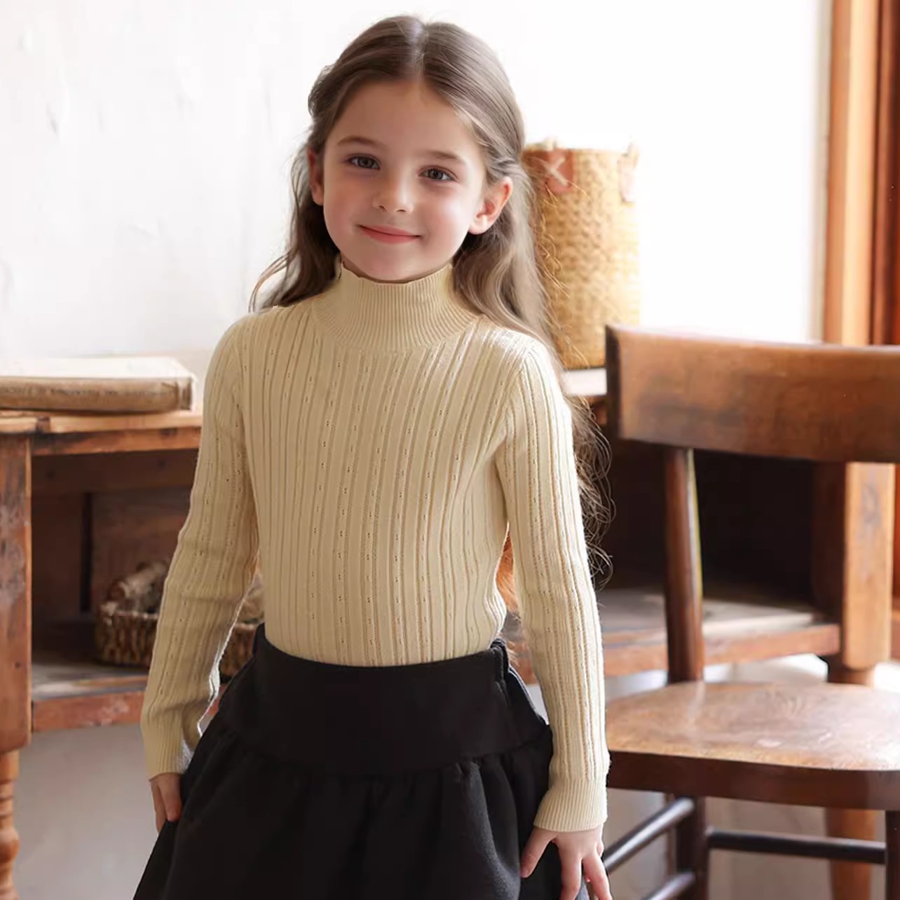 日韩男女童半高领针织衫小中童毛衣2025秋冬款儿童宝宝套头打底衫