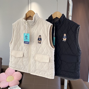 亲子款2025秋冬中大童马甲双层背心男女童加厚摇粒绒内里上衣外套
