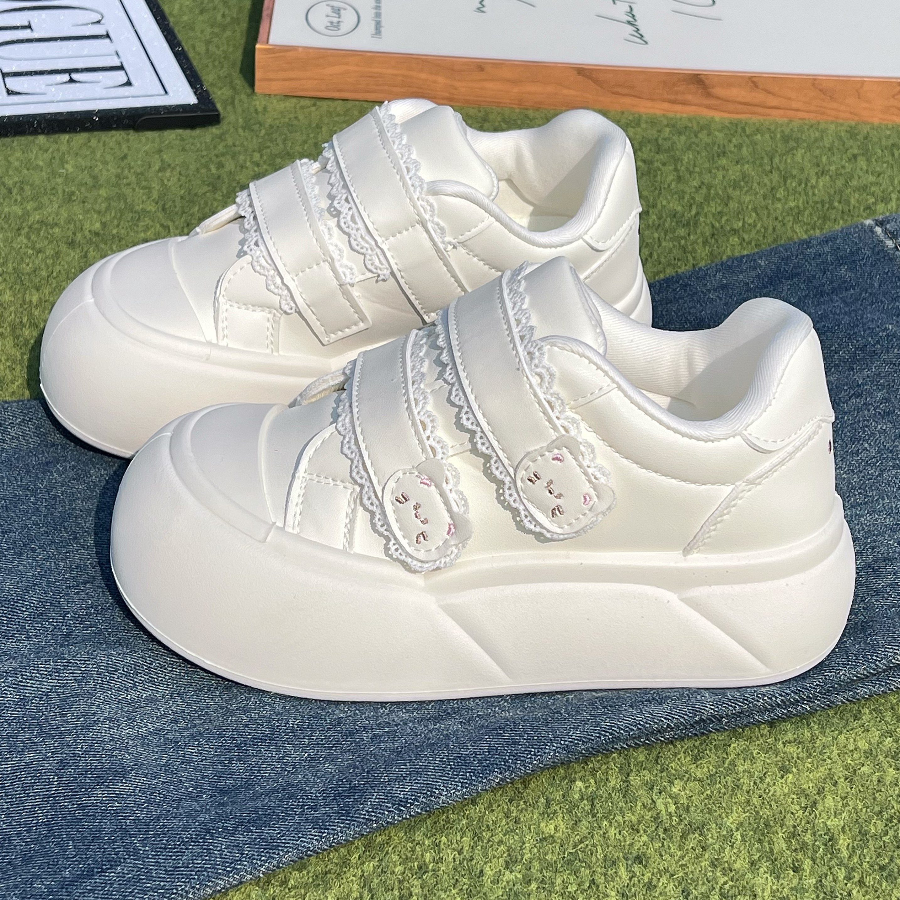 魔术贴厚底小白鞋女2026春季新款百搭增高轻便白色板鞋休闲运动鞋,女鞋,休闲板鞋,淘宝优惠券,粉丝福利购,淘宝优惠卷