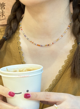 森糖星球925银手工串珠水晶项链