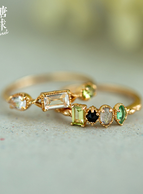 森糖星球女925银复古橄榄石戒指