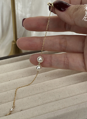森糖蝴蝶结施珍珠925银镀金手链