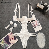 性感塑身连体内衣有钢圈聚拢上托小胸显大浪漫诱惑修身 衣女赠乳贴