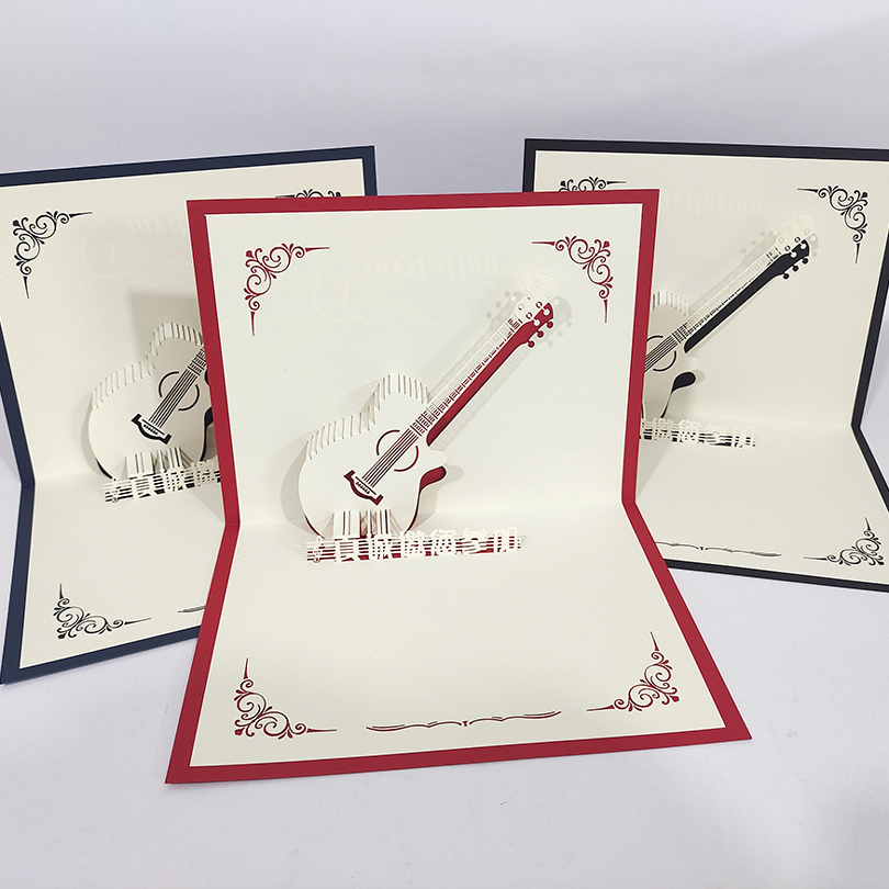 立体吉他邀请函表演晚会吉他社团音乐艺校特色通知可定制印图文