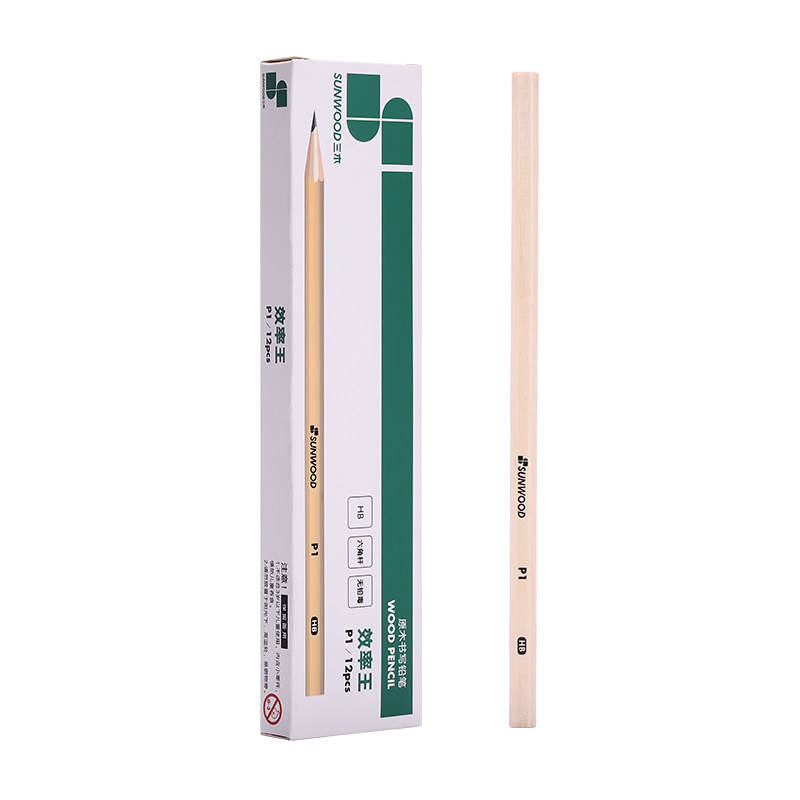 包邮三木铅笔P1 HB原木木质铅笔学生写字书写铅笔三角杆护手式