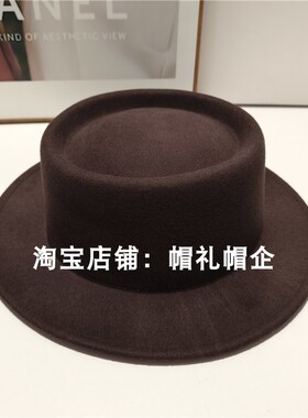 高级感咖啡色羊毛礼帽