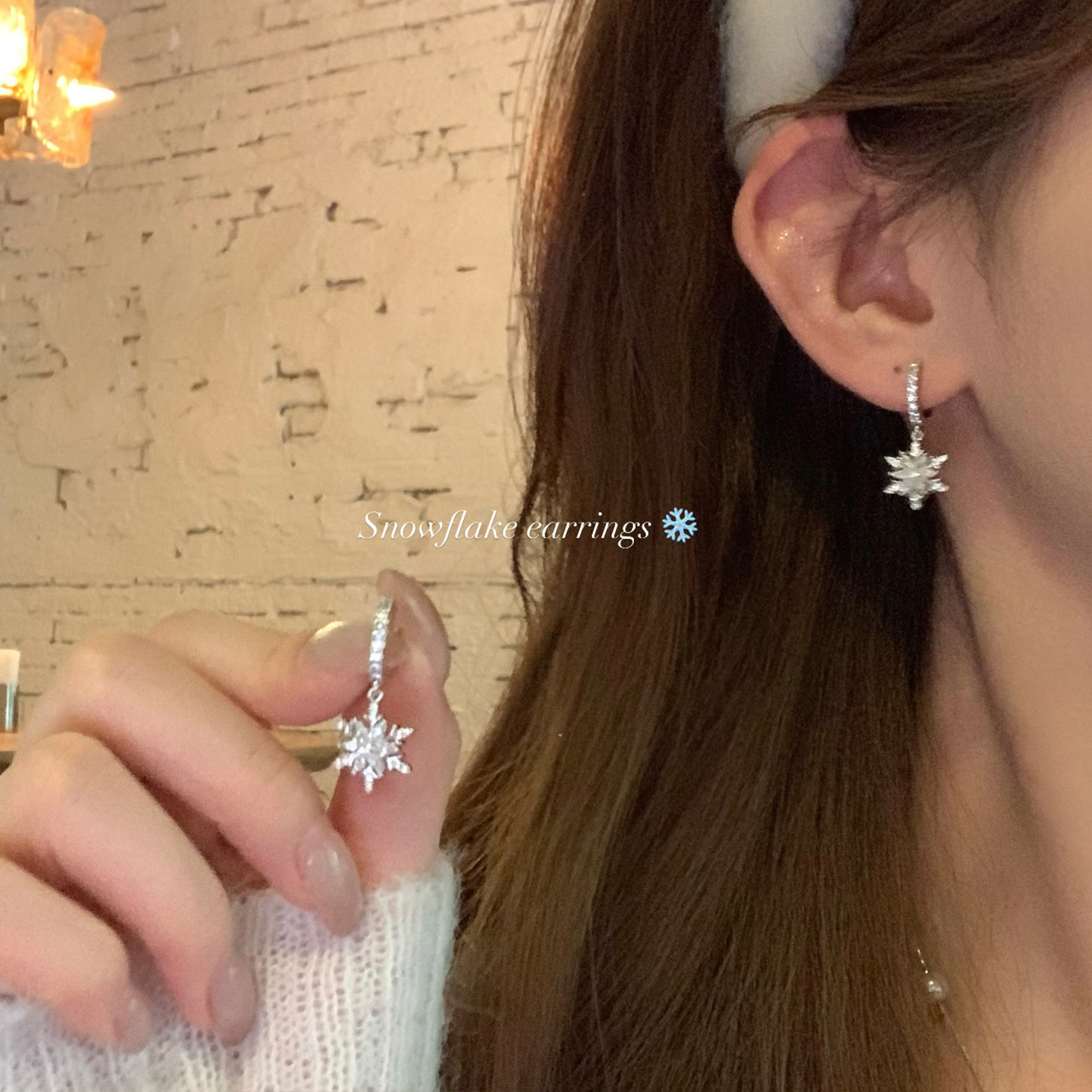冬日限定~闪锆雪花吊坠耳钉