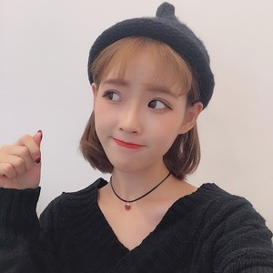 酒红色立体爱心项圈