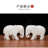 天然汉白玉大象吉祥动物家居风水办公桌面招财摆件惠安商务吉石象