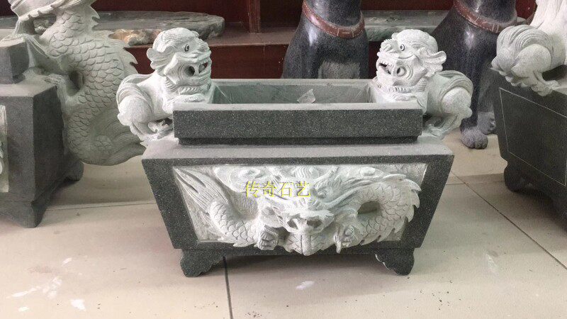 天然青石复古香炉家居古典石炉祠堂寺庙吉祥镇宅传统浮雕一体石鼎