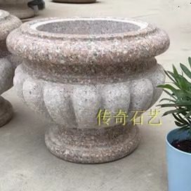 天然花岗岩上下磨光花石缸园林景观花钵庭院阳台石雕一体花盆一个