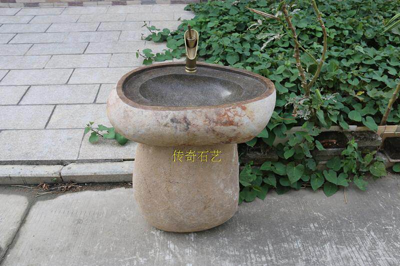 天然鹅卵石原石盆石槽个性装饰自然立柱洗手盆艺术盆花园阳台摆设