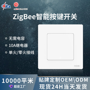 涂鸦智能家居zigbee智能开关app定时单零火10a继电器灯控智能面板
