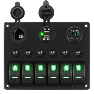 6+6+312-24V多功能面板点烟器+双USB+电压表组合面板开关