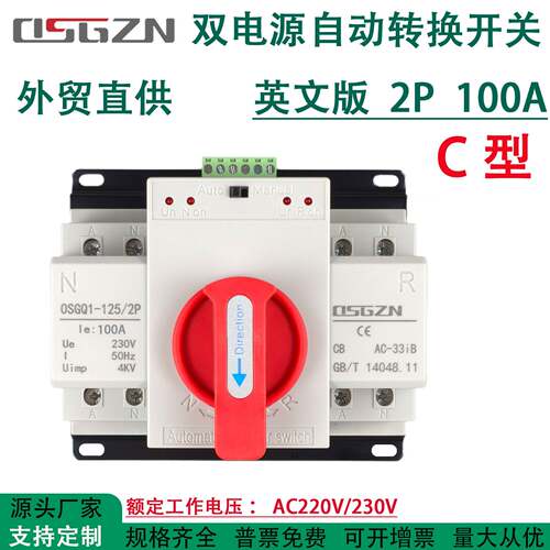 型双电源自动转换开关2P63100A