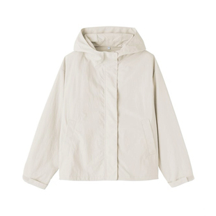 新款日系无印防紫外线风帽夹克女上衣防水休闲便携连帽工装短外套