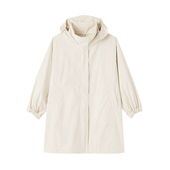 新款 无印风衣可折叠风帽大衣女长外套休闲宽松防紫外线不沾水风衣