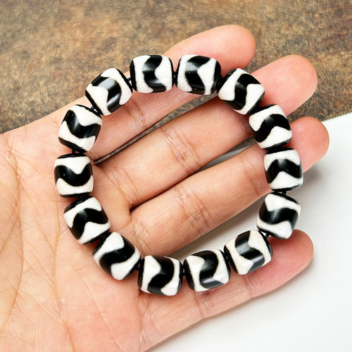 天珠手串男女西藏吉祥物正品玛瑙手链虎牙单珠配饰情侣配珠转运