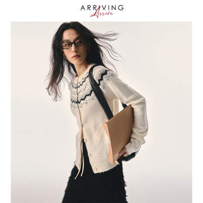 Arriving Arrive 裹进温柔的北欧 复古费尔岛羊毛针织开衫外套