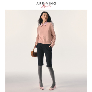 Arriving Arrive 复古时尚百搭羊毛花呢卷边修身显瘦休闲5分短裤