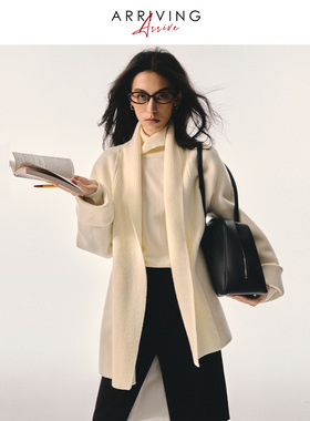 Arriving Arrive「慵懒叠穿法则」羊绒羊毛拼接宽松中长款大衣